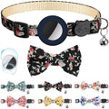 Flower bow tie cat collar with AirTag holder